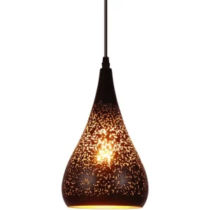 Lampe orientale en métal noir ajouré et en forme de goutte