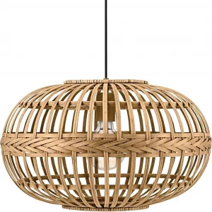 Lampe suspendue en bois avec design ajouré en forme de cage ellipsoïdale
