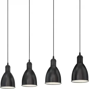 Lustre 4 lampes noires au design industriel