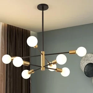 lustre sputnik finition noir et or