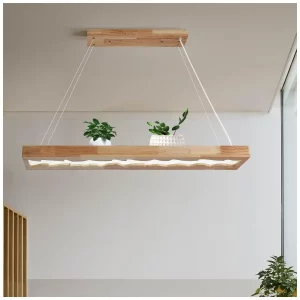 suspension en bois naturel avec éclairage LED