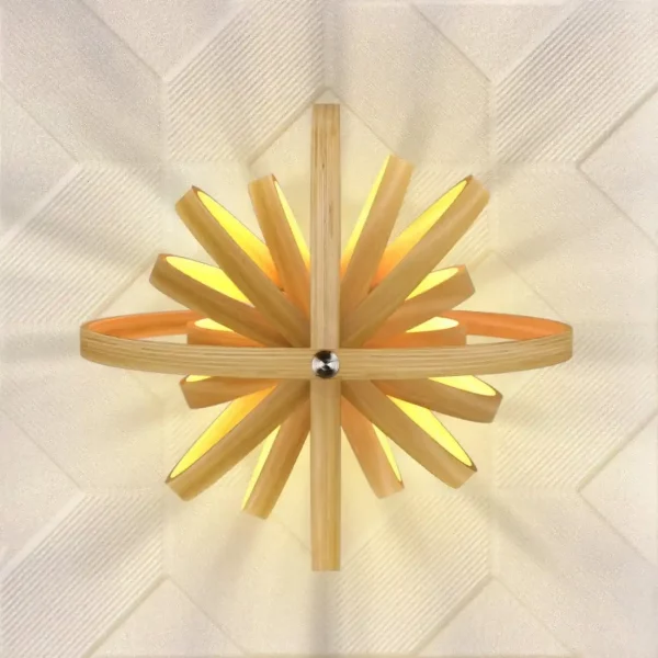 suspension boule en bois avec des effets lumineux
