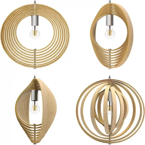suspension boule en bois avec différentes formes personnalisable