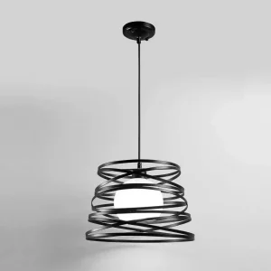 Suspension en métal filaire noir avec abat-jour design