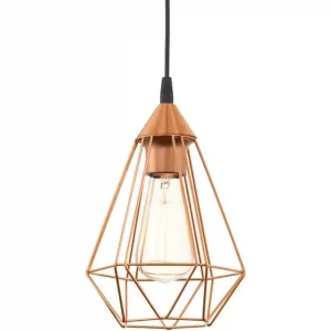 Suspension vintage en métal cuivré avec design géométrique